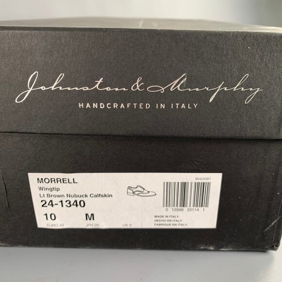 JOHNSTON & MURPHY Size 10 Brown Contrast Stitch Suede Wingtip Lace-Up Shoes - Picture 10 of 10